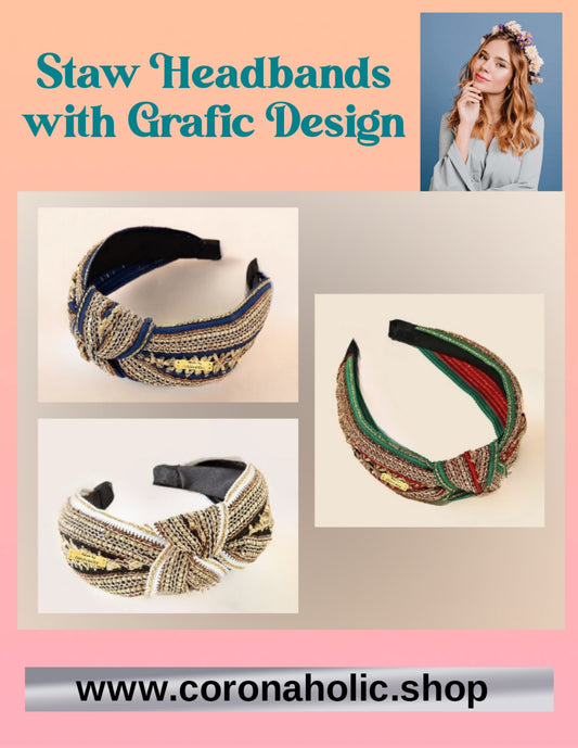 "Straw Headbands with Grafic Design"